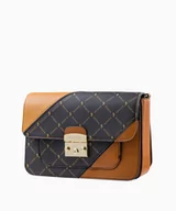 Torebki damskie - PUCCINI Usztywniana brązowa listonoszka w monogramowy wzór - miniaturka - grafika 1