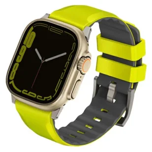 Pasek Uniq Linus Airosoft Silicone do Apple Watch Series 1/2/3/4/5/6/7/8/SE/SE2/Ultra 42-49 mm Limonkowy (8886463684399) - Akcesoria do smartwatchy - miniaturka - grafika 2
