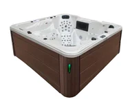 Baseny ogrodowe - HYDROSAN - Wanna SPA Jacuzzi ogrodowe z hydromasażem 6-osobowa 230x230 cm BIAŁA PERŁA OBUDOWA KAWA SPA703A - miniaturka - grafika 1