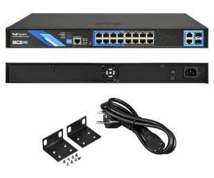 Switch 16xPOE BCS-B-SP1602G-2SFP-M BASIC 16x PoE, 2x SFP - Akcesoria do monitoringu - miniaturka - grafika 2