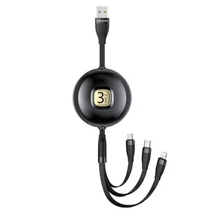 USAMS Kabel U69 3w1 1m czarny/black (lightning/microUSB/USB-C) SJ508USB01 (US-SJ508) - Kable USB - miniaturka - grafika 1