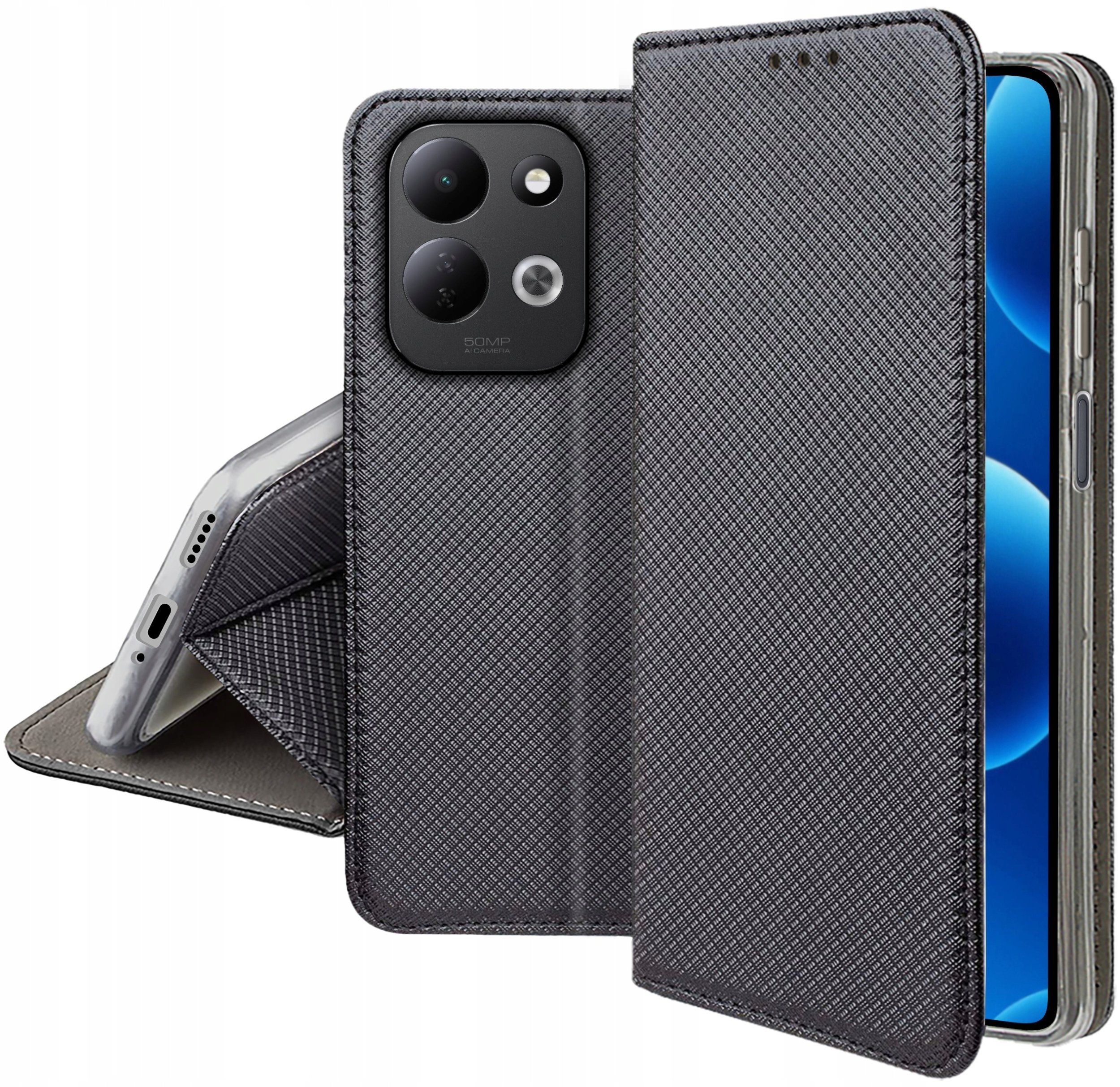 krainaGSM Etui Z Klapką Do Xiaomi Redmi 17 4G 5G Zamykane Czarne Futerał