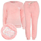 Piżamy damskie - Lee Bluza + Spodnie Zimowy Komplet Damski Nocny Różowy 48015 Rozmiar L - miniaturka - grafika 1