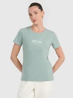 Koszulki i topy damskie - 4F T-shirt regular z nadrukiem damski - turkusowy L - miniaturka - grafika 1