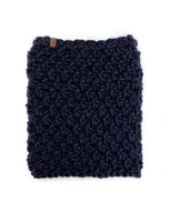 Apaszki i szaliki damskie - Granatowy komin z grubej wełny peruwiańskiej - miniaturka - grafika 1