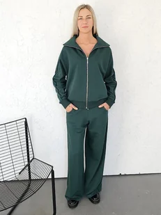 Gaia rozpinany komplet z lamówkami butelkowy zielony - Komplety damskie - miniaturka - grafika 1