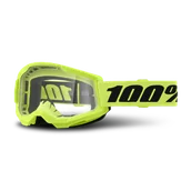 Gogle i okulary motocyklowe - Gogle Cross Dziecięce 100% Strata 2 Neonowy Żółty - miniaturka - grafika 1