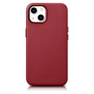 Etui i futerały do telefonów - iCarer Case Leather pokrowiec etui z naturalnej skóry do iPhone 14 Plus czerwony (kompatybilne z MagSafe) - miniaturka - grafika 1