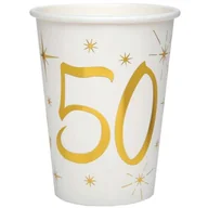 Dekoracje i nakrycia stołu na imprezę - SANTEX Kubeczki papierowe "50 Urodziny - Gold", SANTEX, 250 ml, 10 szt - miniaturka - grafika 1