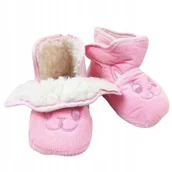 Buty dla dziewczynek - Buty Niechodki Ocieplane Buciki Niemowlęce Z Futerkiem 0-12 M Różowe - miniaturka - grafika 1
