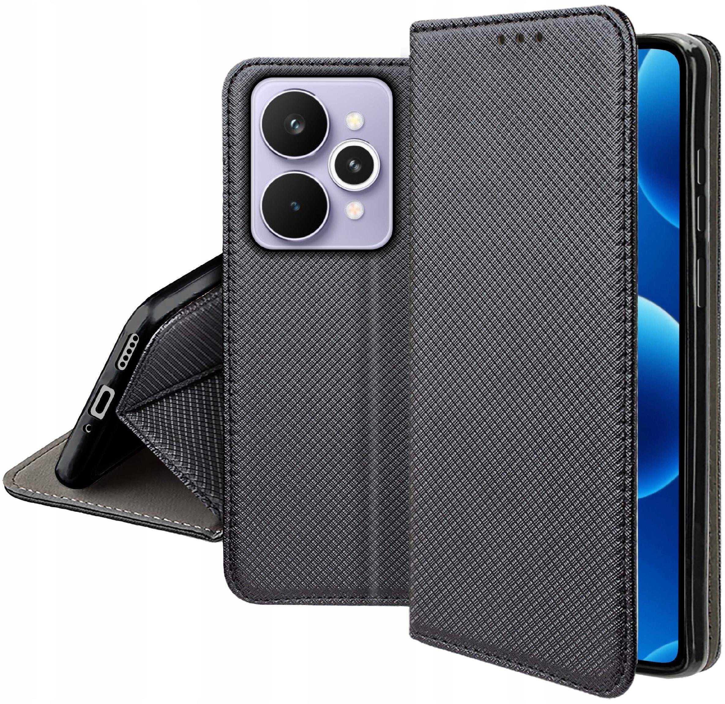 krainaGSM Etui z klapką do Realme 15 5G 15 Pro 5G Zamykany Czarny Futerał + Folia