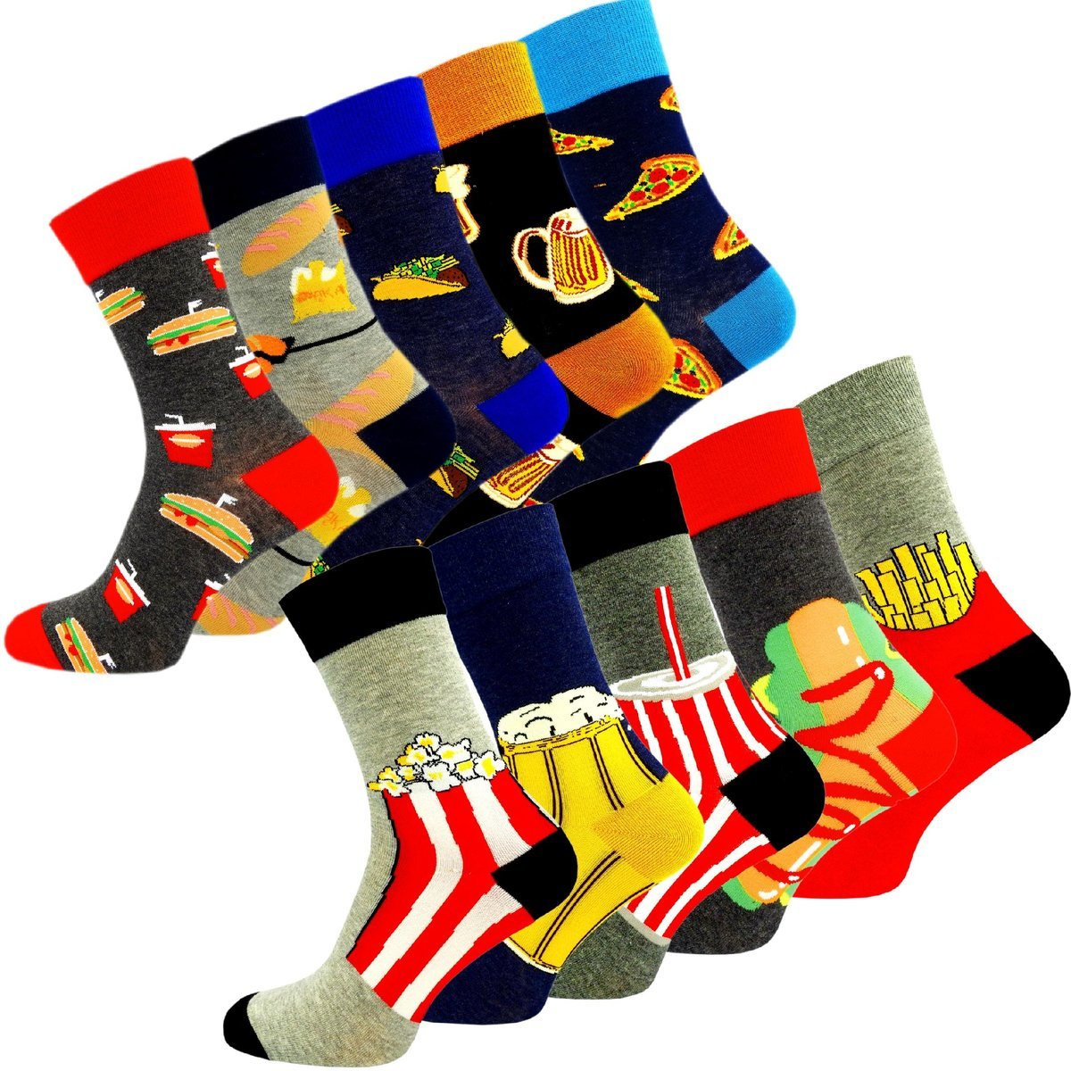 10x SKARPETY KOLOROWE MĘSKIE RÓŻNE WZORY SKARPETKI DŁUGIE BAWEŁNIANE 39-42