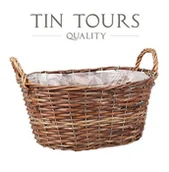 Donice - BRĄZOWY OWALNY KOSZYK WIKLINOWY Z FOLIĄ 40x32x17/23 cm - miniaturka - grafika 1