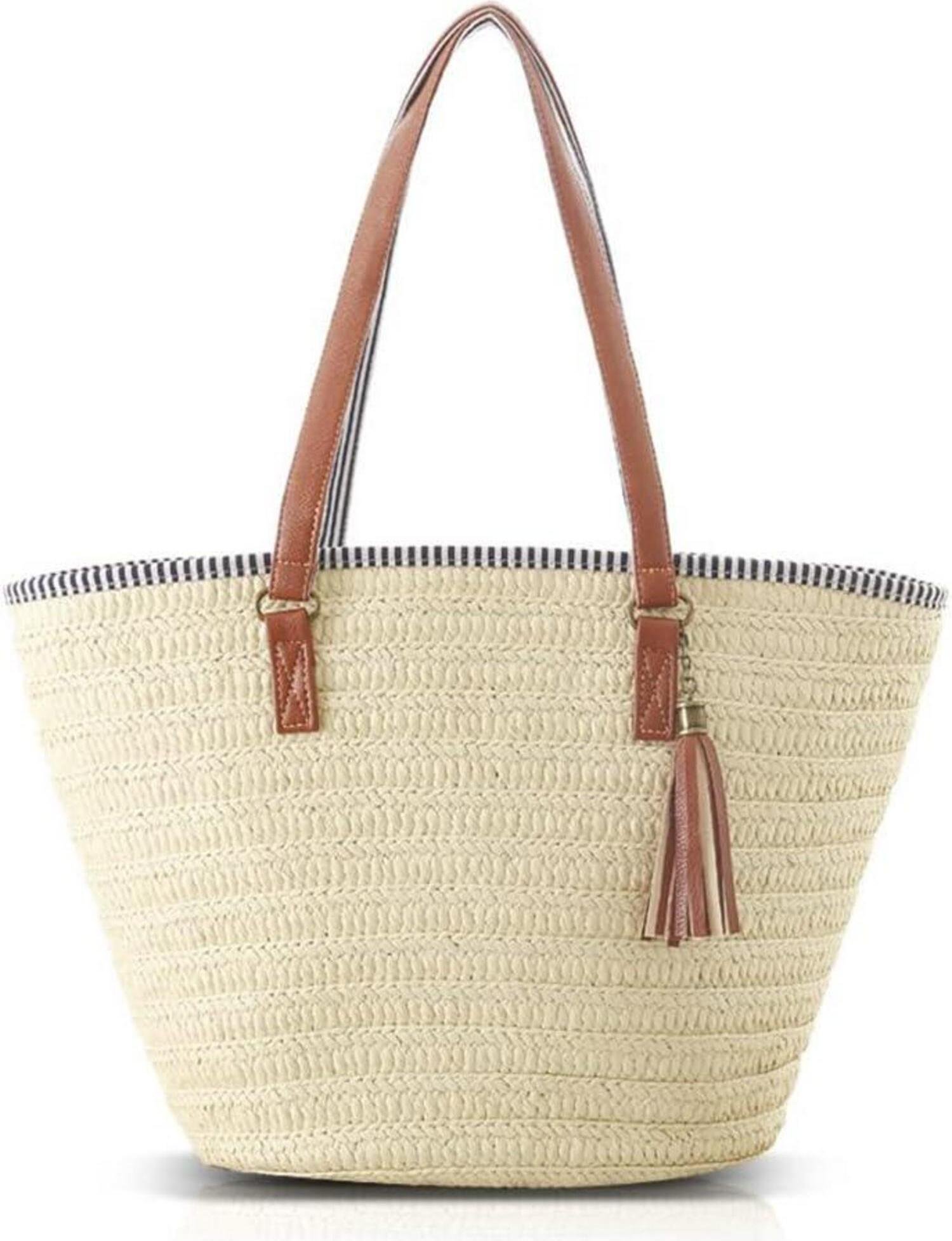 Pahajim Słomiana torebka damska Letnia torba na ramię Torba plażowa Boho Shopper