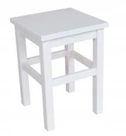 Taborety i hokery - Taboret Drewniany Kuchenny Stołek Prosty Nowoczesny biały - miniaturka - grafika 1