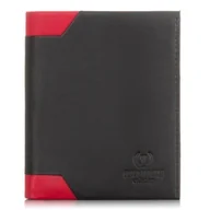 Portfele - Portfel męski skórzany poziomy z czerwonymi zdobieniami Rfid Paolo Peruzzi - miniaturka - grafika 1