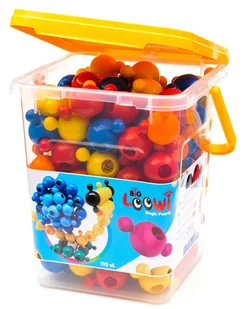 Duże kolorowe klocki konstrukcyjne w plastikowym wiaderku 110 el. LOOWI - Klocki - miniaturka - grafika 1