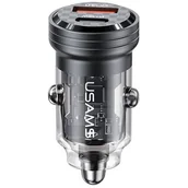 Ładowarki samochodowe - Ładowarka samochodowa USAMS C35 CC175CC01 (US-CC175) 45W Czarno-przezroczysty - miniaturka - grafika 1