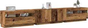 vidaXL Szafka pod TV z oświetleniem LED, stare drewno, 260x35x40 cm - Szafki RTV - miniaturka - grafika 1