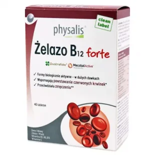 Physalis Żelazo + witamina B12 forte Suplement diety 45 tab. - Serce i układ krążenia - miniaturka - grafika 1