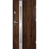 Drzwi zewnętrzne - Drzwi zewnętrzne TEMIDAS lakomat inox ciemny orzech 90 prawe RADEX - miniaturka - grafika 1