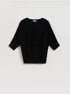 Swetry damskie - Reserved - Sweter z kimonowym rękawem - czarny - miniaturka - grafika 1