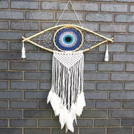 Dekoracje domu - Duży Ochronny Dreamcatcher - Makrama - Evil Eye - Czarny - miniaturka - grafika 1