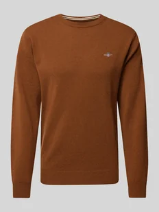 Sweter z dzianiny z wełny z okrągłym dekoltem - Swetry męskie - miniaturka - grafika 1