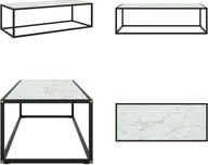 Ławy i stoliki kawowe - vidaXL Stolik kawowy czarny z białym szkłem o marmurowym wyglądzie 120x50x35 cm - Stolik kawowy - Stoliki kawowe - Stolik boczny - Stoliki okolicznościowe - miniaturka - grafika 1
