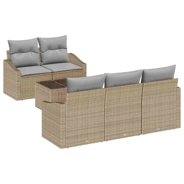 Zestaw Sof Ogrodowych Rattanowych Beżowych, 6 Elementów, 300 kg