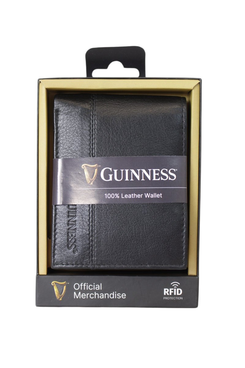 PORTFEL MĘSKI GUINNESS 100% SKÓRA KOZIA, SKÓRZANY , OCHRONA RFID CZARNY