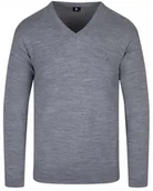 Swetry męskie - SWETER MĘSKI V SEREK - WEŁNA - KNK - SZARY - L - miniaturka - grafika 1
