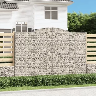 vidaXL Łukowaty kosz gabionowy 300x50x200/220 cm, galwanizowane żelazo - Ogrodzenia - miniaturka - grafika 1
