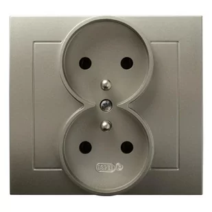 Ospel Kier satyna gniazdo podwójne +0 GP-2WZ/45 GP-2WZ/45 - Gniazdka elektryczne - miniaturka - grafika 1