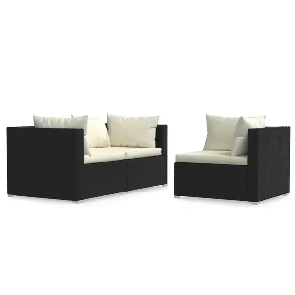 Modny zestaw wypoczynkowy ogrodowy, czarny, wymiary sofy: 70x70x60,5 cm