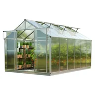 Szklarnie ogrodowe - GFP szklarnia Topas 6 rama aluminiowa 225x384 cm - płytami poliwęglanowymi ok. 6 mm - z ramą fundamentową i aut. mechanizm otwierania okien - miniaturka - grafika 1