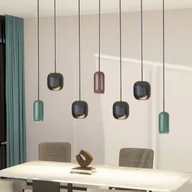 Lampy sufitowe - Lampa wisząca Narion Lucande, liniowa, czarna/brązowa/zielona, 7-punktowa - miniaturka - grafika 1