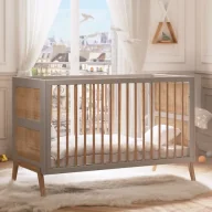 Łóżeczka i kojce - Łóżeczko szare rattanowe lune marelia 70x140cm - miniaturka - grafika 1