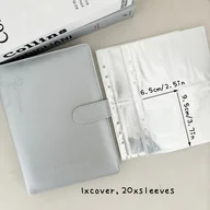 Inne - TEMU 1 sztuka A5 z imitacji skóry Kpop album na zdjęcia, teczka do przechowywania zdjęć idoli kieszonkami, srebrna - miniaturka - grafika 1