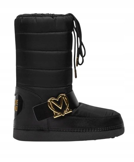 Love Moschino Czarne Śniegowce Z Złotą Klamrą I Ociepleniem 42 I1C