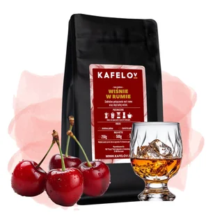 Kawa Kafelov smakowa WIŚNIE W RUMIE 250g ziarnista - Cappuccino i kawy smakowe - miniaturka - grafika 1