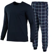 Piżamy damskie - Piżama męska długa HEYO HPM014 granatowa-XXL - miniaturka - grafika 1