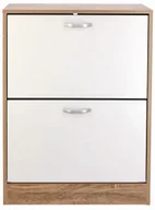 Szafki na buty - Skandynawska Dwudrzwiowa Biały Szafka Na Buty + Naturalny B6-K48 - miniaturka - grafika 1