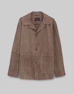 Marynarki męskie - Skórzana marynarka ingria beżowy slim fit - miniaturka - grafika 1