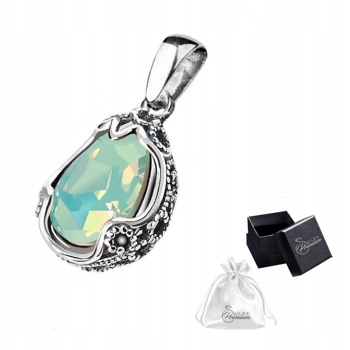 Zawieszka srebrna 925 Piękny Wisiorek Zielony Kryształ Chrysolite dla Niej