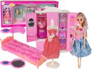 Lalki dla dziewczynek - Lalka z Ubrankami Garderobą Pokój Meble Szafa Łóżko Akcesoria - miniaturka - grafika 1