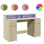 Biurka - vidaXL Biurko z podświetleniem LED, dąb sonoma, 140x55x91 cm - miniaturka - grafika 1