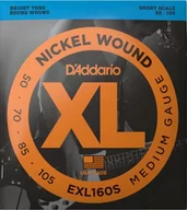 Struny gitarowe  - D'Addario EXL160S komplet strun Niklowo do gitara basowa 050 '  105' Short Scale EXL160S - miniaturka - grafika 1
