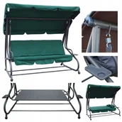 Huśtawki - HUŚTAWKA OGRODOWA 2w1 Leżanka 3-4 osobowa 214cm x 168 cm x 114 cm ZIELEŃ RAMIZ - miniaturka - grafika 1