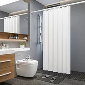 Zasłony prysznicowe - Praktyczna poliestrowa zasłona prysznicowa w kolorze białym - 180 x 200 cm - Zabezpiecza łazienkę przed zachlapaniem podczas kąpieli pod prysznicem - miniaturka - grafika 1